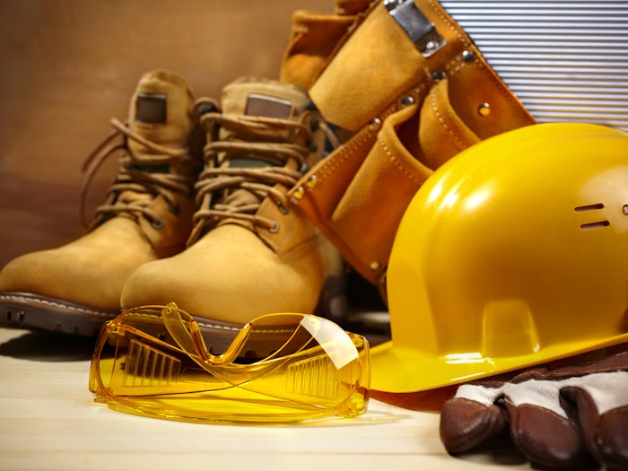 Safety boots and hard hat